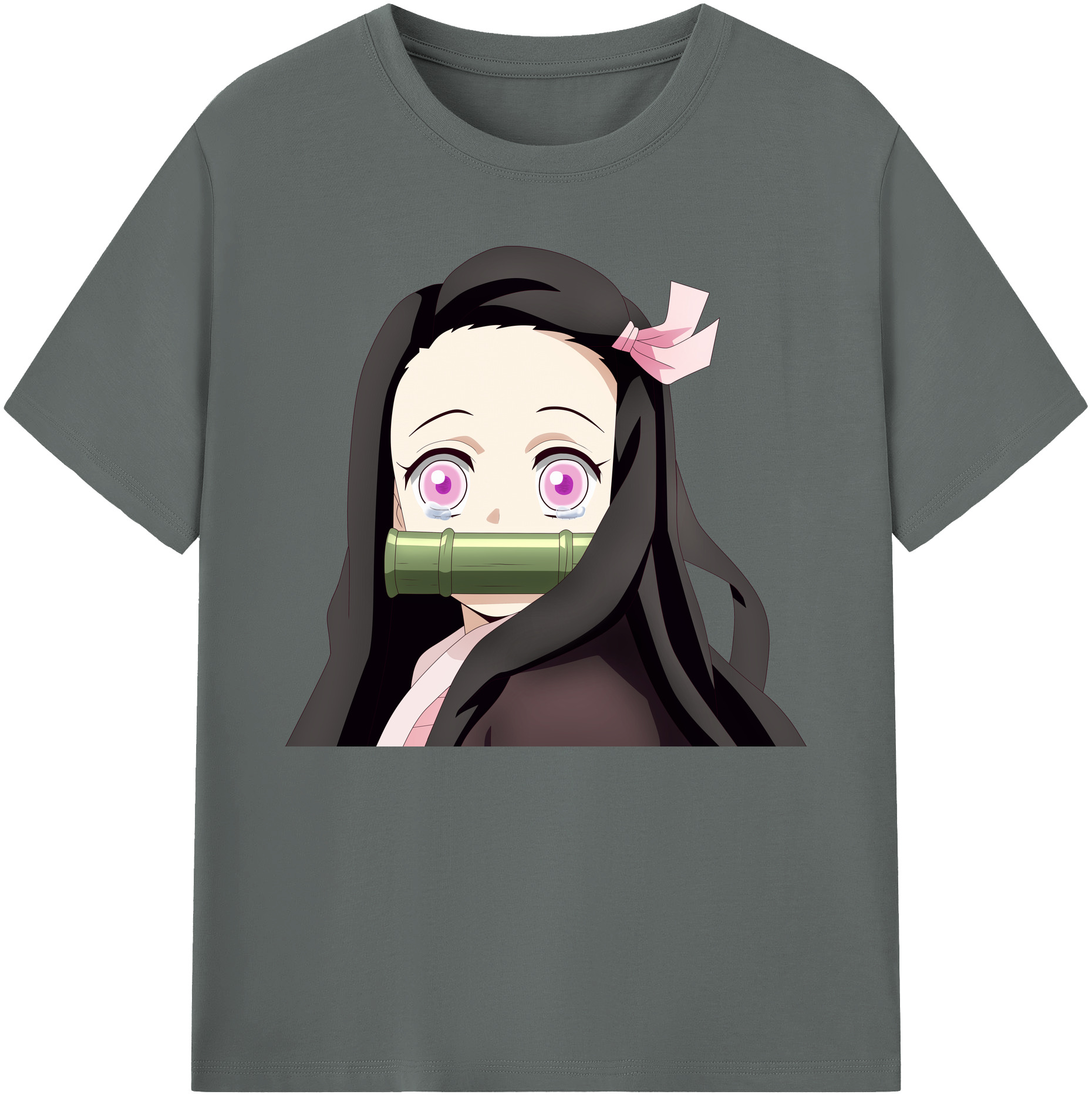 （画像用） 鬼滅の刃（きめつのやいば）竈門 禰󠄀豆子／かまど ねずこ Kamado Nezuko 綿100％ メンズ半袖Tシャツ｜肌触りやわらか＆通気性